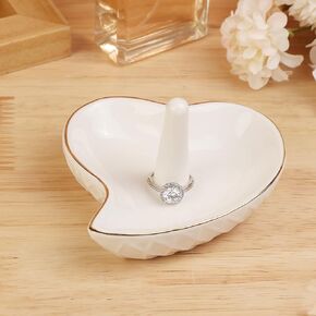 LZBALUYO Wedding Ring Holder for Jewelry, White Heart Ring Dish Jewelry Dish Jewelry Holder, Heart Decor, Valentines Gift for Women Her, Engagement Wedding Birthday Mother's Day Gift for Women Girls