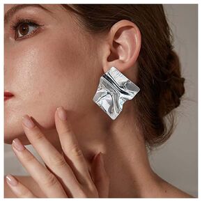 Iaceble Exaggerated Square Earrings Gold Large Statement Dangle Earrings Punk Metal Square Stud Earrings Irregular Geometric Earrings Jewelry for Women and Girls