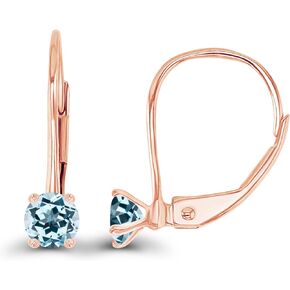 14k Gold Plated 925 Sterling Silver 4mm Round Hypoallergenic Genuine Birthstone Leverback Earrings