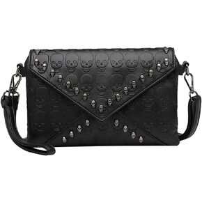SUKUTU Women Skull Cross Body Bag Gothic Purse Vintage Punk Envelope Bag Classic Satchel Tote