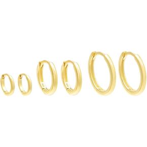 ADINA EDEN 14K Gold Plated Hoop Earrings For Women, Solid Huggie Gold Earrings Combo Set For Women in Kuwait