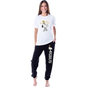 INTIMO Peanuts Womens' Snoopy Woodstock All Smiles Sleep Jogger Pajama Set