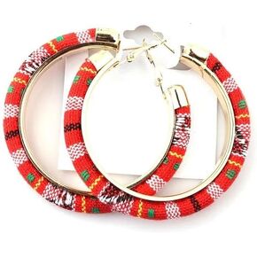 African Tribal Kente Hoops Earrings