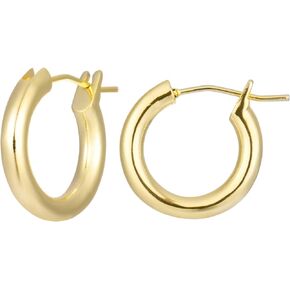 18K Gold Plated Sterling Silver Small Gold Hoop Earrings for Women