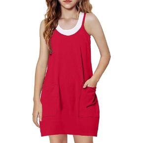 Arshiner Girls Short Dress with Built in Shapewear Casual Loose Workout Sleeveless Athletic Dresses with Pockets