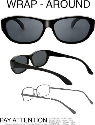 The Fresh HD Polarized Wrap Around Shield Sunglasses for Wide Prescription Glasses Gift Box in Saudi Arabia