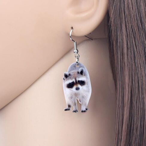 NEWEI Acrylic Raccoon Ringtail Earrings Drop Dangle Sweet Wild Animal Jewelry For Women Girl Charms in Saudi Arabia