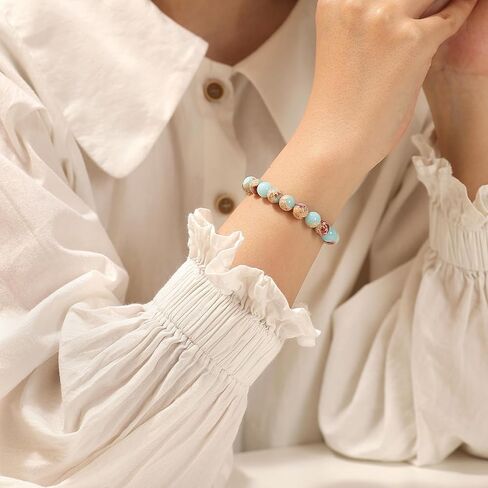 Handmade Stretch Protection Bracelet for Women Men, 8MM(0.31") Natural Polished Beads Healing Crystals Quartz, Unisex Yoga Beaded Stone Bracelets for Gifts in Saudi Arabia