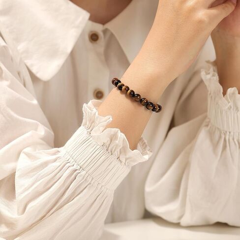 Handmade Stretch Protection Bracelet for Women Men, 8MM(0.31") Natural Polished Beads Healing Crystals Quartz, Unisex Yoga Beaded Stone Bracelets for Gifts in Saudi Arabia