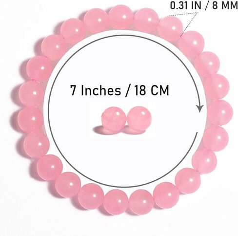 Handmade Stretch Protection Bracelet for Women Men, 8MM(0.31") Natural Polished Beads Healing Crystals Quartz, Unisex Yoga Beaded Stone Bracelets for Gifts in Saudi Arabia