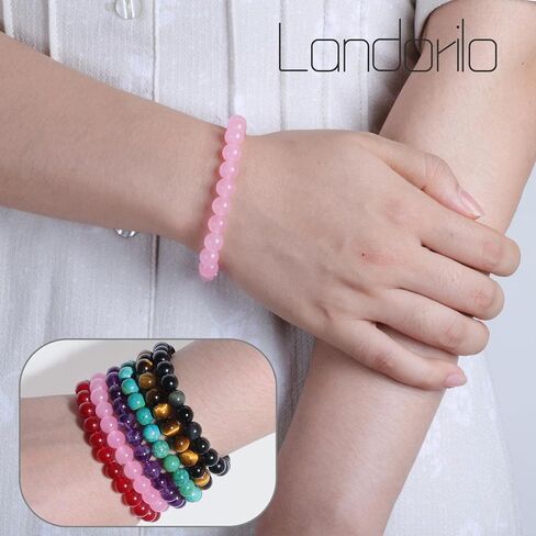 Handmade Stretch Protection Bracelet for Women Men, 8MM(0.31") Natural Polished Beads Healing Crystals Quartz, Unisex Yoga Beaded Stone Bracelets for Gifts in Saudi Arabia