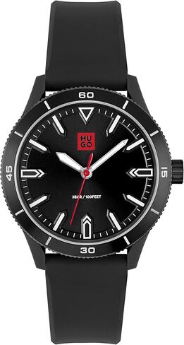 HUGO #Catch Unisex Quartz TR90 Case and Silicone Strap Watch, Color: Black (Model: 1520035) in Saudi Arabia
