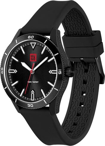 HUGO #Catch Unisex Quartz TR90 Case and Silicone Strap Watch, Color: Black (Model: 1520035) in Saudi Arabia
