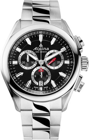 فستان Alpina للرجال من الفولاذ المقاوم للصدأ، كوارتز كرونوغراف سويسري، كريستال ياقوتي، 42 ملم in Saudi Arabia
