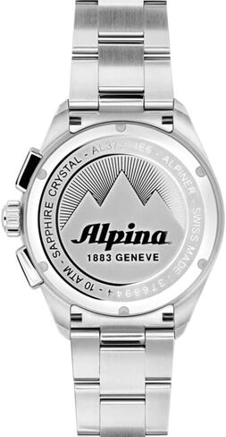 فستان Alpina للرجال من الفولاذ المقاوم للصدأ، كوارتز كرونوغراف سويسري، كريستال ياقوتي، 42 ملم in Saudi Arabia