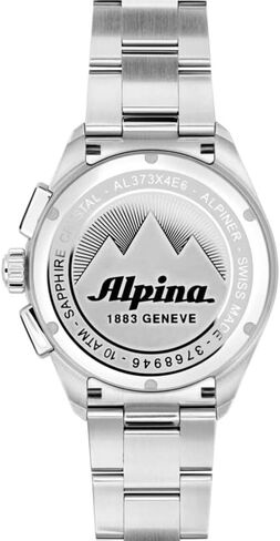 فستان Alpina للرجال من الفولاذ المقاوم للصدأ، كوارتز كرونوغراف سويسري، كريستال ياقوتي، 42 ملم in Saudi Arabia