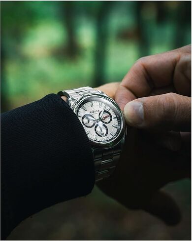 فستان Alpina للرجال من الفولاذ المقاوم للصدأ، كوارتز كرونوغراف سويسري، كريستال ياقوتي، 42 ملم in Saudi Arabia