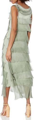 M Made in Italy Women's Frayed Silk Ruffle-Layered Maxi Dress in Kuwait