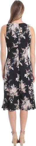 London Times Women's Printed Sleeveless Versatile Empire A-line Keyhole Neckline Midi Dress in Kuwait