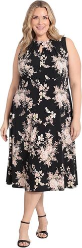 London Times Women's Printed Sleeveless Versatile Empire A-line Keyhole Neckline Midi Dress in Kuwait