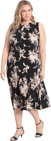 London Times Women's Printed Sleeveless Versatile Empire A-line Keyhole Neckline Midi Dress in Kuwait
