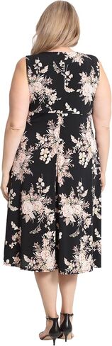 London Times Women's Printed Sleeveless Versatile Empire A-line Keyhole Neckline Midi Dress in Kuwait