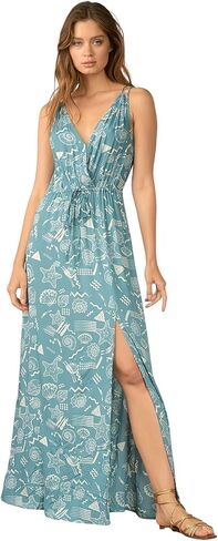 ELAN Women's V-Neck Cross-Front Tie-Waist Grecian Maxi Dress in Kuwait