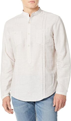 Cubavera Men's Two-Pocket Pintuck Long Sleeve Popover Guayabera Shirt in Saudi Arabia