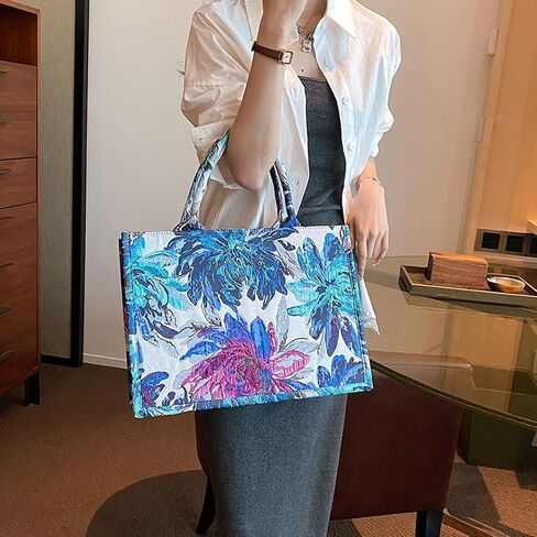 الأزياء الفاخرة رسمت حقيبة قماش حقيبة يد سعة كبيرة التطريز الرجعية حقيبة كتف رائعة in Kuwait