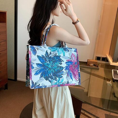 الأزياء الفاخرة رسمت حقيبة قماش حقيبة يد سعة كبيرة التطريز الرجعية حقيبة كتف رائعة in Kuwait