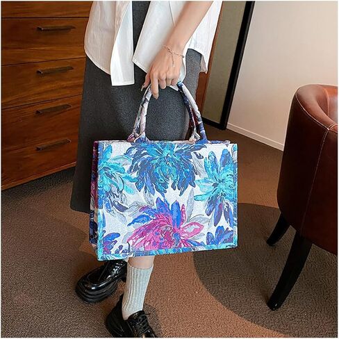 الأزياء الفاخرة رسمت حقيبة قماش حقيبة يد سعة كبيرة التطريز الرجعية حقيبة كتف رائعة in Kuwait