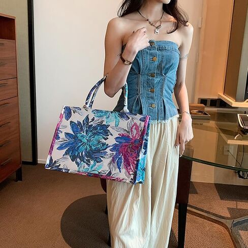 الأزياء الفاخرة رسمت حقيبة قماش حقيبة يد سعة كبيرة التطريز الرجعية حقيبة كتف رائعة in Kuwait