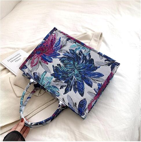 الأزياء الفاخرة رسمت حقيبة قماش حقيبة يد سعة كبيرة التطريز الرجعية حقيبة كتف رائعة in Kuwait