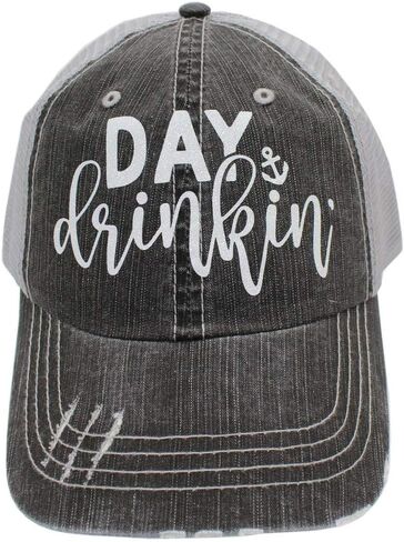 Day Drinking Women's Distressed Trucker Hat Cap in Kuwait