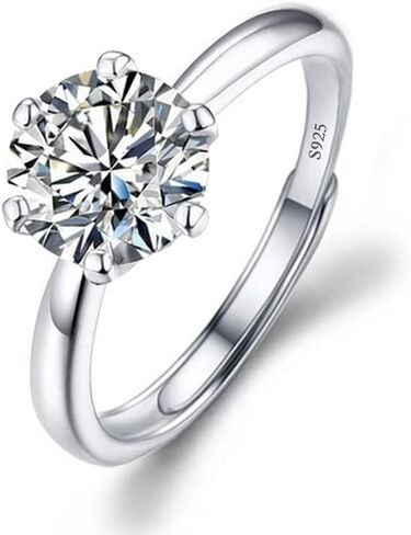 Moissanite rings for women，Wedding Ring, Classic 1ct Engagement Ring for Women, 925 Sterling Silver Diamond Ring with Certificate of Authenticity in Saudi Arabia