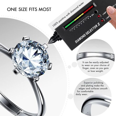 Moissanite rings for women，Wedding Ring, Classic 1ct Engagement Ring for Women, 925 Sterling Silver Diamond Ring with Certificate of Authenticity in Saudi Arabia