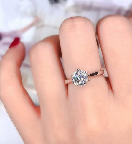 Moissanite rings for women，Wedding Ring, Classic 1ct Engagement Ring for Women, 925 Sterling Silver Diamond Ring with Certificate of Authenticity in Saudi Arabia