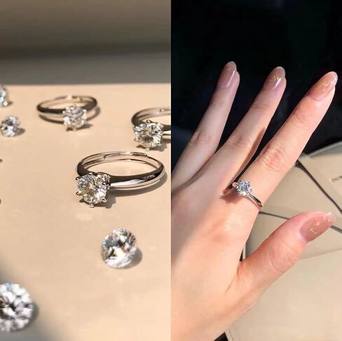 Moissanite rings for women，Wedding Ring, Classic 1ct Engagement Ring for Women, 925 Sterling Silver Diamond Ring with Certificate of Authenticity in Saudi Arabia