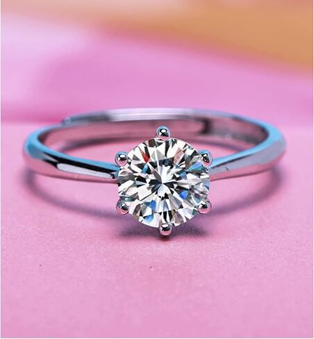 Moissanite rings for women，Wedding Ring, Classic 1ct Engagement Ring for Women, 925 Sterling Silver Diamond Ring with Certificate of Authenticity in Saudi Arabia