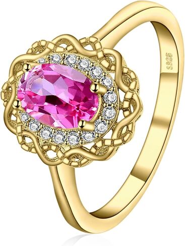 JewelryPalace Infinity Knot 1ct Genuine Pink Topaz Halo Rings for Her, 14K White Yellow Rose Gold Plated 925 Sterling Silver Promise Ring for Women, Natural Gemstone Jewelry Sets Rings in Saudi Arabia