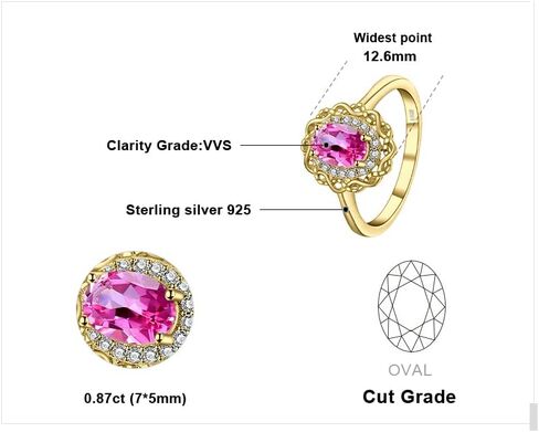 JewelryPalace Infinity Knot 1ct Genuine Pink Topaz Halo Rings for Her, 14K White Yellow Rose Gold Plated 925 Sterling Silver Promise Ring for Women, Natural Gemstone Jewelry Sets Rings in Saudi Arabia