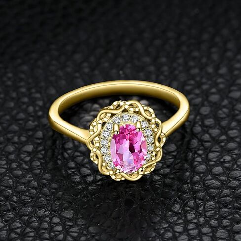 JewelryPalace Infinity Knot 1ct Genuine Pink Topaz Halo Rings for Her, 14K White Yellow Rose Gold Plated 925 Sterling Silver Promise Ring for Women, Natural Gemstone Jewelry Sets Rings in Saudi Arabia