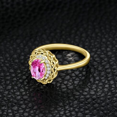 JewelryPalace Infinity Knot 1ct Genuine Pink Topaz Halo Rings for Her, 14K White Yellow Rose Gold Plated 925 Sterling Silver Promise Ring for Women, Natural Gemstone Jewelry Sets Rings in Saudi Arabia