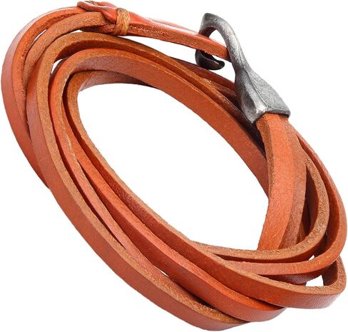 اوربان جويليري سوار ملتف من الجلد الطبيعي للرجال مع مشبك خطاف معدني (بني جملي) in Kuwait