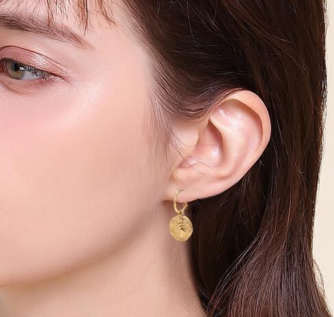 أقراط TUUAOW الذهبية للنساء العصرية، أقراط الملكة الرجعية خفيفة الوزن مطلية بالذهب عيار 18 قيراط | أقراط حلقية ذهبية مكتنزة هدية للبنات in Kuwait