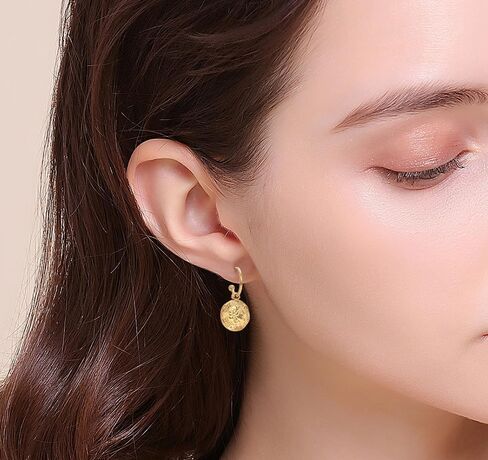 أقراط TUUAOW الذهبية للنساء العصرية، أقراط الملكة الرجعية خفيفة الوزن مطلية بالذهب عيار 18 قيراط | أقراط حلقية ذهبية مكتنزة هدية للبنات in Kuwait