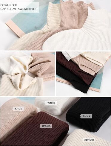 سترة نسائية من Fiona Jolin بأكمام قصيرة سترة متماسكة بدون أكمام كاجوال ورقبة على شكل طائر سترة صوفية تانك القمم in Kuwait