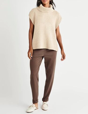 سترة نسائية من Fiona Jolin بأكمام قصيرة سترة متماسكة بدون أكمام كاجوال ورقبة على شكل طائر سترة صوفية تانك القمم in Kuwait