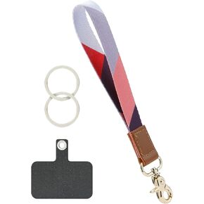 sprookber Wrist Lanyard for Keys, Leather Keychain Holder with Metal Clasp and Phone Tether Tab, Wristlet strap Keychain for Women Men