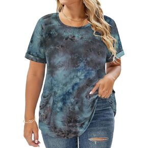 RITERA Women’s Plus Size Casual Tops V Round Neck Tshirts Blouse for Women Girls Basic Summer Black Tops Solid Color XL 5XL